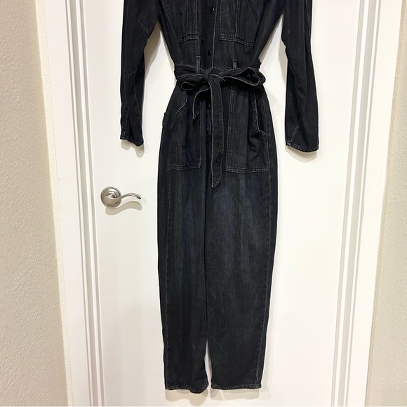 $498 Veronica Beard Washed Onyx Annie Denim Cargo Jumpsuit Size large - Picture 9 of 15